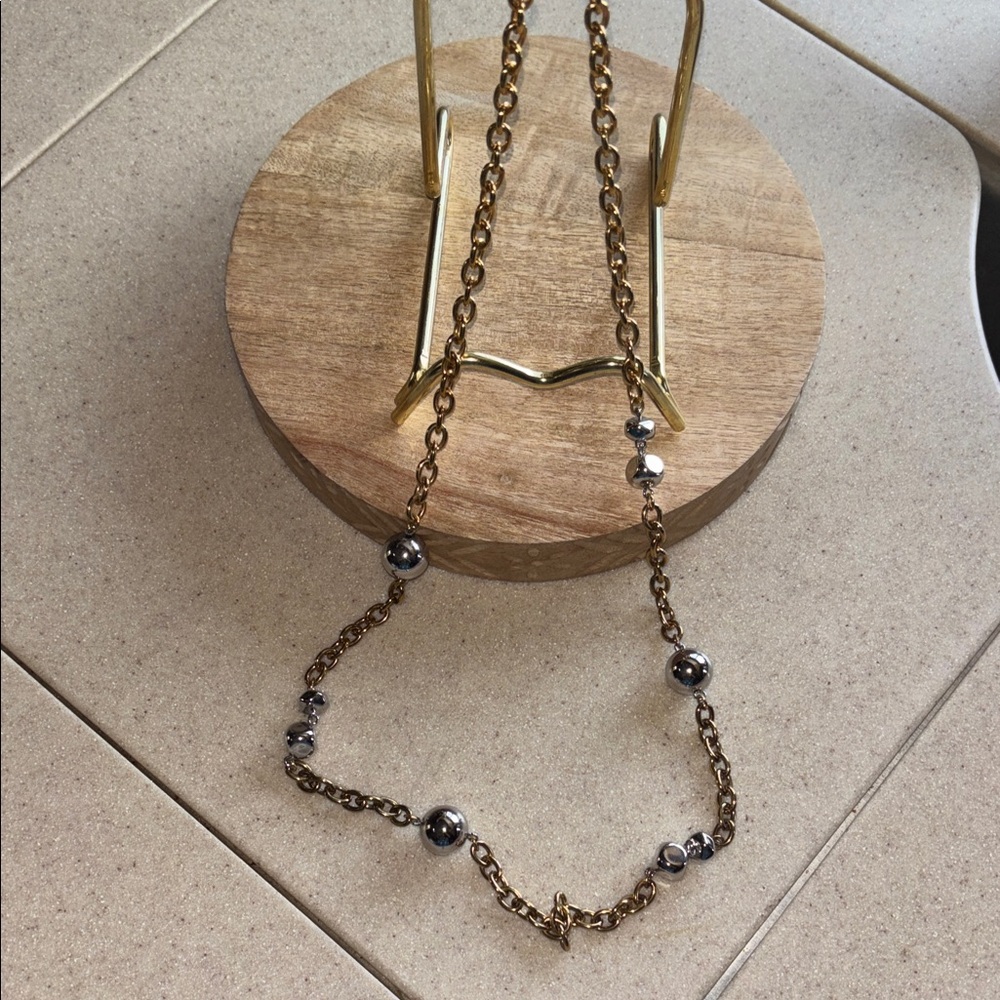 Elegant Gold and Silver Chain Necklace